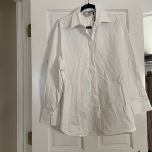 Zara x Kaia Gerber collab white Oxford shirt w/ open back